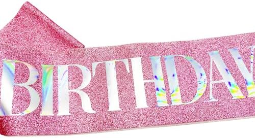 Birthday Girl Sash with Multicolor Foil and Glitter