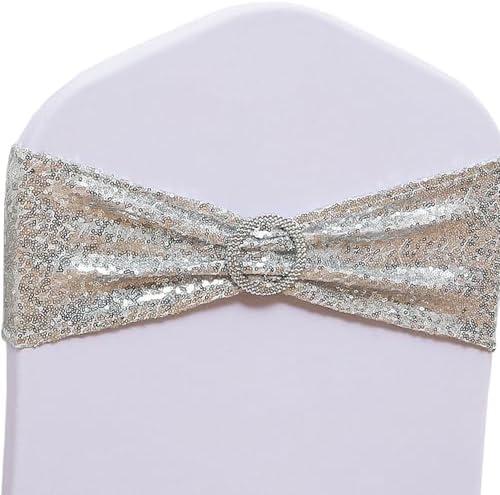 Pack of 50 Spandex Sequin Chair Sashes with Buckles