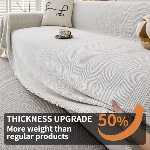 HAOMAIJIA Non Slip Sofa Cover for 3 Cushion Couch 91x150 Off White