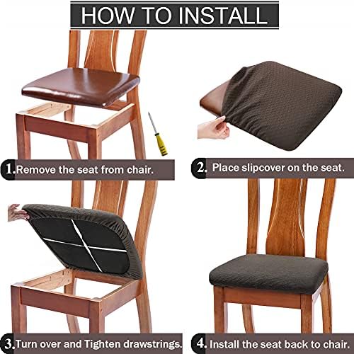 BUYUE Dining Chair Seat Covers Set of 6 Brown