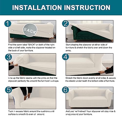 Turquoize Stretch Sofa Cover for 3 Cushion Chesterfield Style Sofa