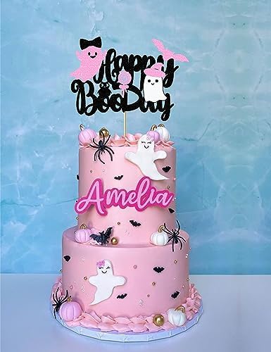 Pink Ghost Cake Toppers - Halloween Birthday Decorations 1