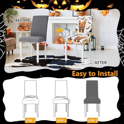 4 Pack Halloween Chair Covers for Dining Room
