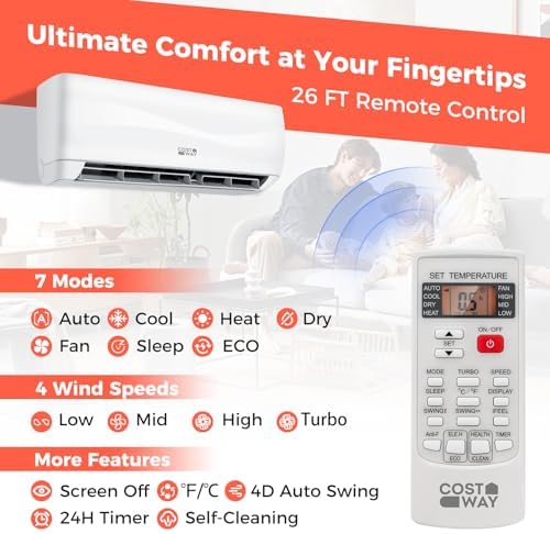 COSTWAY 12000BTU Mini Split AC Heater with Heat Pump