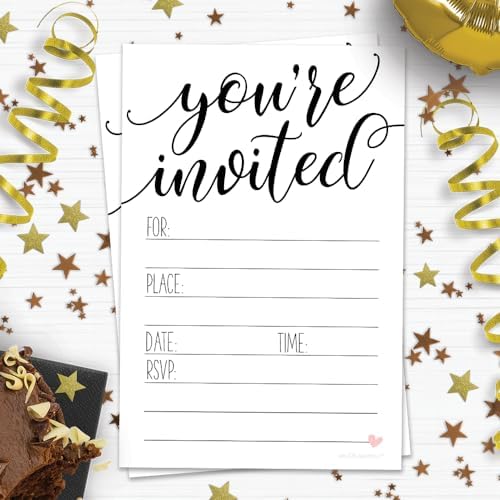 Classic Script Invitations 20 Count with Envelopes Sweet Heart Design 1