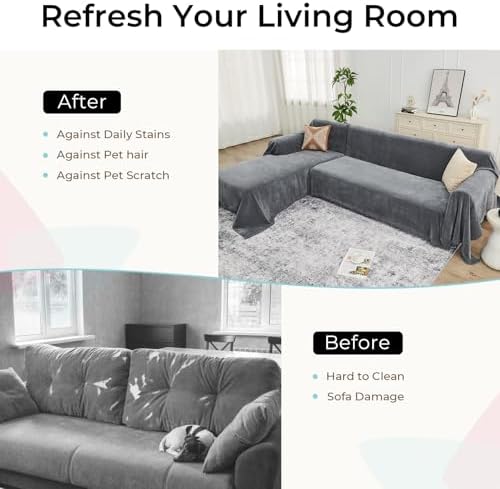 CAPALOCA Sectional Couch Covers 2 Piece Dark Gray