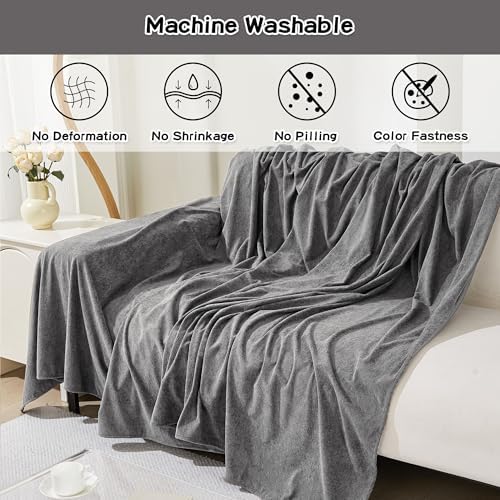 MEETSKY Couch Cover for 2 Cushion Couch Grey