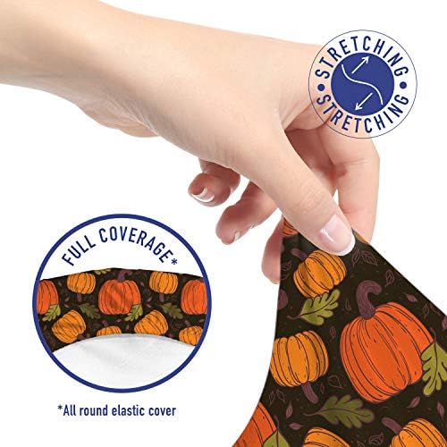 Lunarable Autumn Pumpkin Office Chair Slipcover Halloween Design Stretchable and Washable Fabric