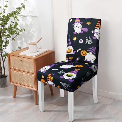Halloween Chair Covers Set of 6 Scary Pumpkin Gnome Dining Chair Protectors