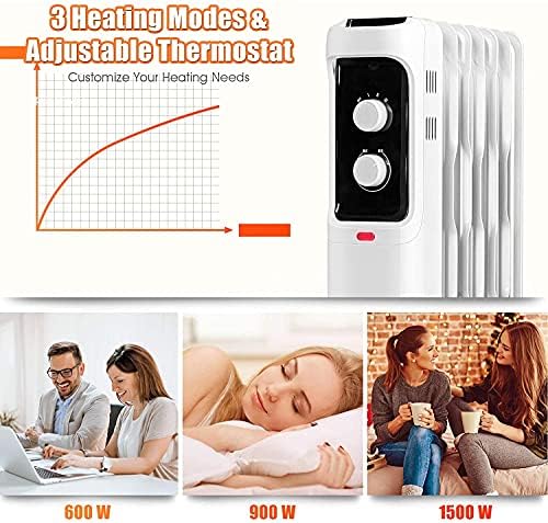 1500W Oil Filled Radiator Heater with 3 Heat Settings