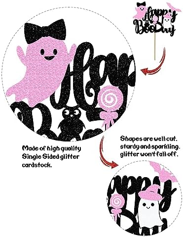 Pink Ghost Cake Toppers - Halloween Birthday Decorations 1