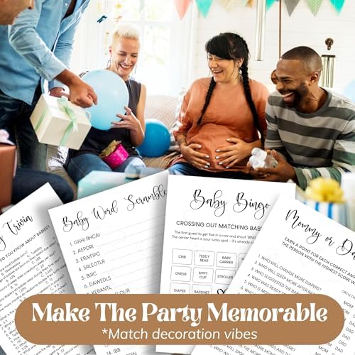 Funny Baby Shower Games Gender Neutral Bingo Trivia Set