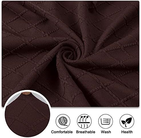 Lebaley Stretch Jacquard Bench Covers for Dining Chairs Dark Coffee