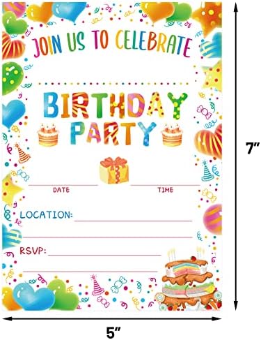 Fancy Land Birthday Invitations 20PCS with Envelopes