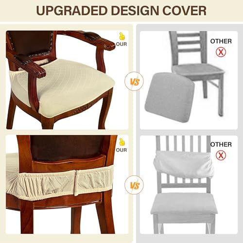 CZL Dining Chair Seat Covers Set of 6 Beige