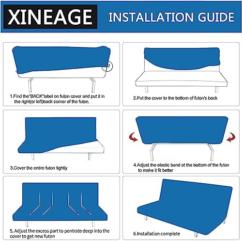 XINEAGE Stretch Armless Sofa Bed Cover with Elastic Bottom - 67-82 Light Gray