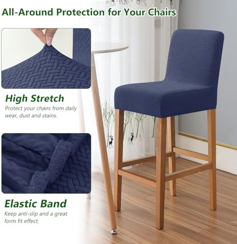Gollense Bar Stool Covers Set of 4 Dark Blue