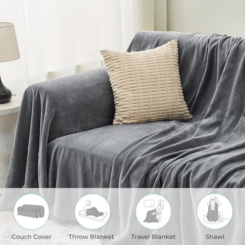 CAPALOCA Sectional Couch Covers 2 Piece Dark Gray