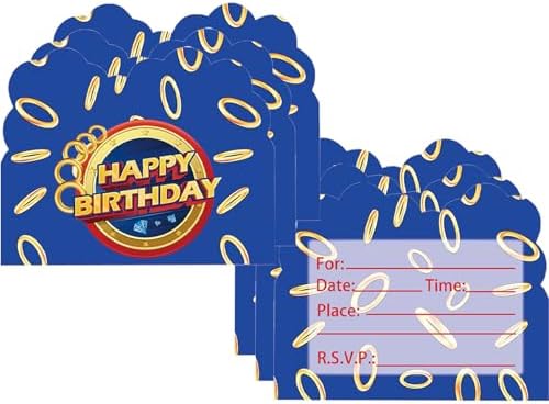 20 Pcs Blue Hedgehog Party Invitation Cards Cartoon Birthday Supplies
