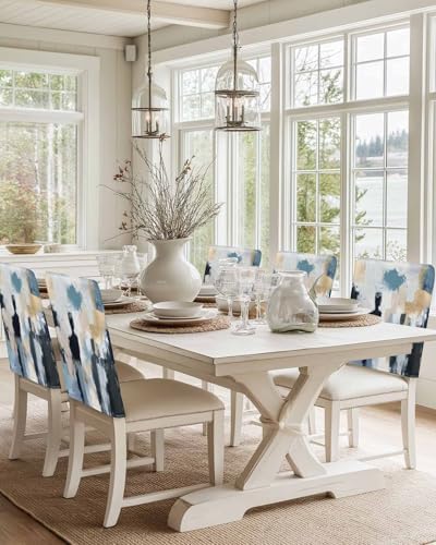 Abstract Oil Painting Chair Covers 4 Pack for Dining Room