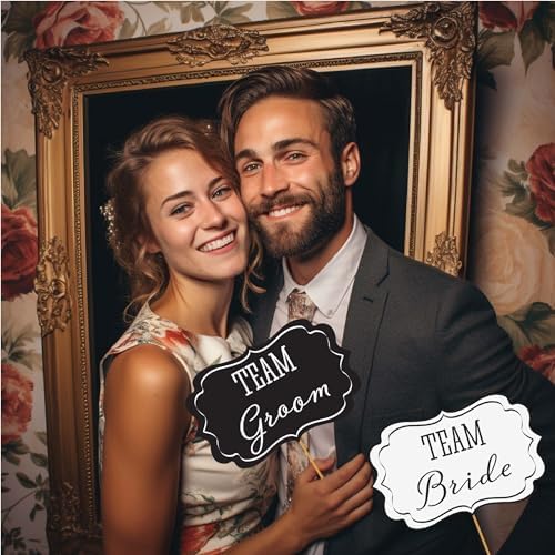 Wedding Photo Booth Props with 8x10 Sign and 45 Adhesive Pads
