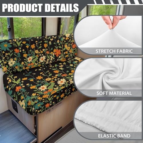 Colorful Flowers Print RV Dinette Cushion Covers