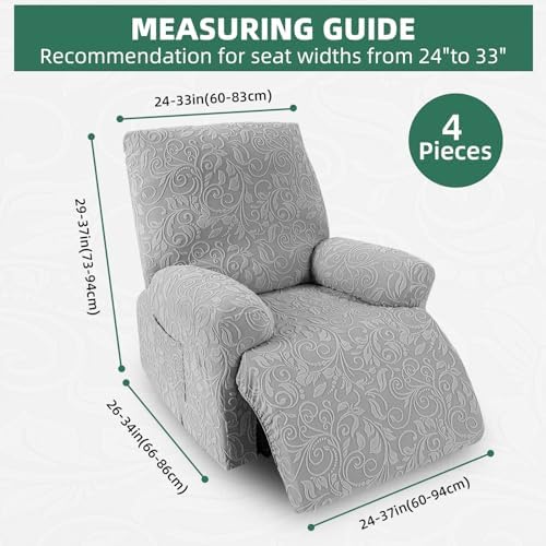 Lapalife Recliner Chair Covers 4-Piece Set Grey