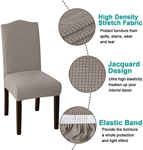 Turquoize Dining Chair Covers Set of 2 Taupe Stretch Slipcovers