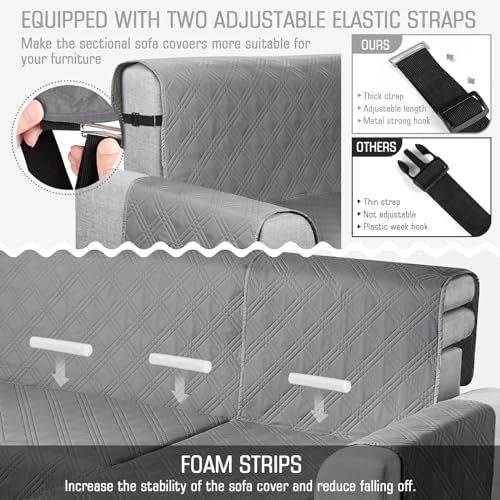 TAOCOCO Large Reversible L Shaped Sofa Covers 3pcs Waterproof Sectional Couch Protection