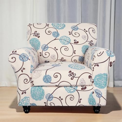 SearchI Stretch Armchair Slipcover Set with Cushion Covers Floral Pattern
