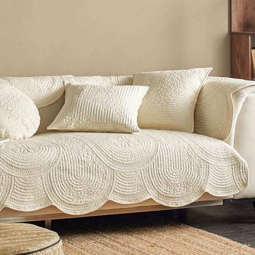 vctops Quilted Sofa Cover 100 Cotton Non-Slip Slipcover