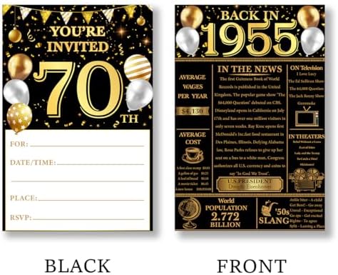 70th Birthday Invitations Set 20 Cards and Envelopes