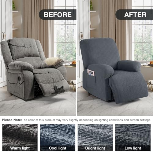 Timeles Recliner Chair Cover Stretch Soft Washable Gray