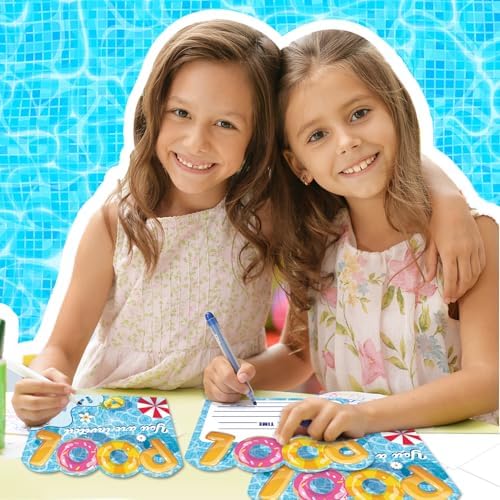 24PCS Summer Pool Party Invitations with Envelopes and Stickers