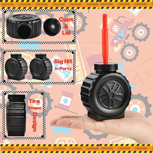 Alink 12PCS Monster Truck Cups with Straws