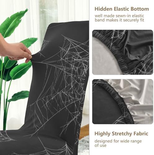 YETTASBIN Halloween Spider Web Chair Covers Set of 4