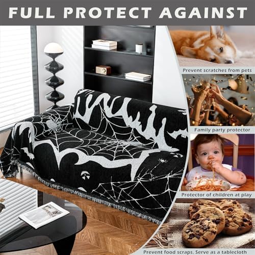 Cmfshape Halloween Sofa Slipcover with Spider Webs and Ghost Pattern 1