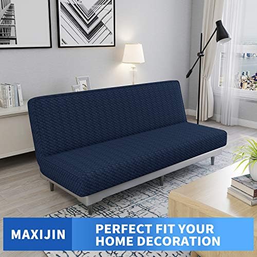 MAXIJIN Jacquard Futon Cover for Armless Sofa