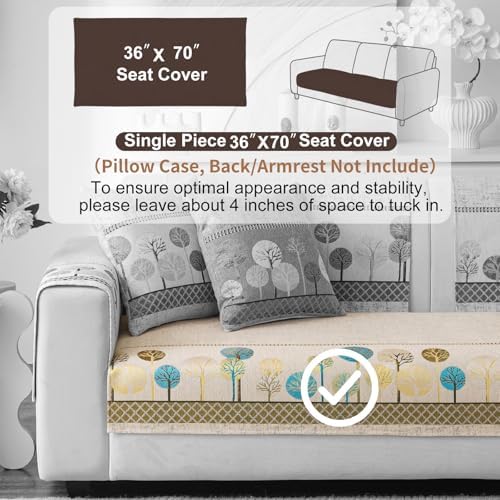 Chenille Boho Jacquard Couch Cover 36x70 White 1 PCS Non Slip Sectional Slipcover
