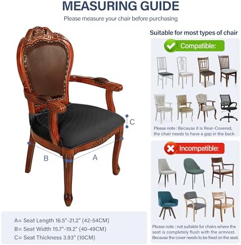 CZL Dining Chair Covers Set of 4 Zipper Black Slipcovers