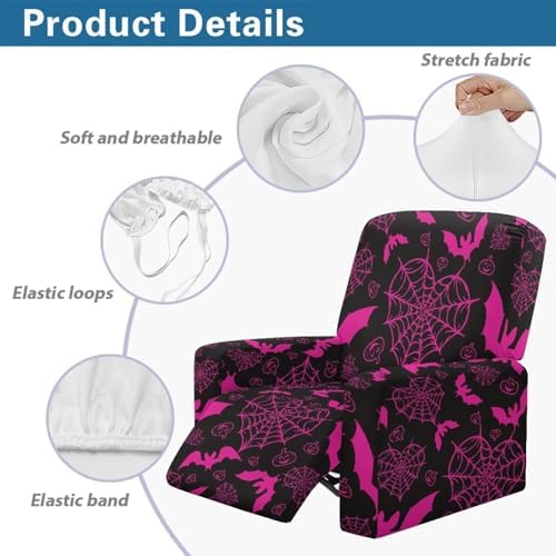 Pink Bat Spider Web Print Recliner Chair Slipcover