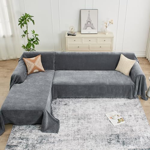 CAPALOCA Sectional Couch Covers 2 Piece Dark Gray
