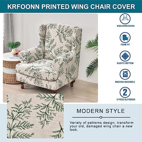 KRFOONN Stretch Wingback Chair Slipcovers 2 Piece Set