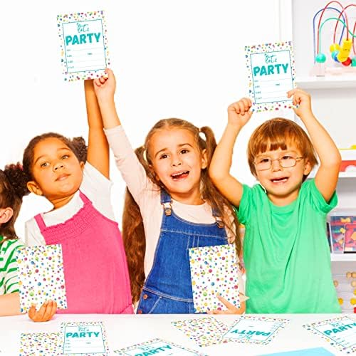 30 Piece Confetti Birthday Invitation Set with Envelopes and Stickers for Kids