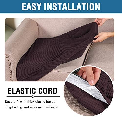 H Versailtex Super Stretch Sofa Slipcover Set of 3 Chocolate