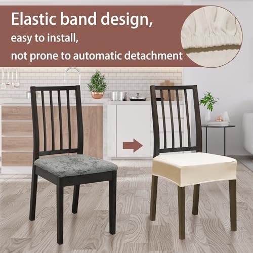 Dining Chair Covers Set of 6 with Zipper Beige