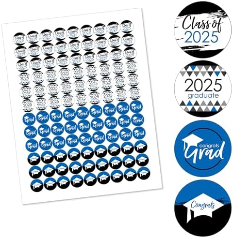 2025 Blue Graduation Round Candy Sticker Favors 1 Sheet of 108