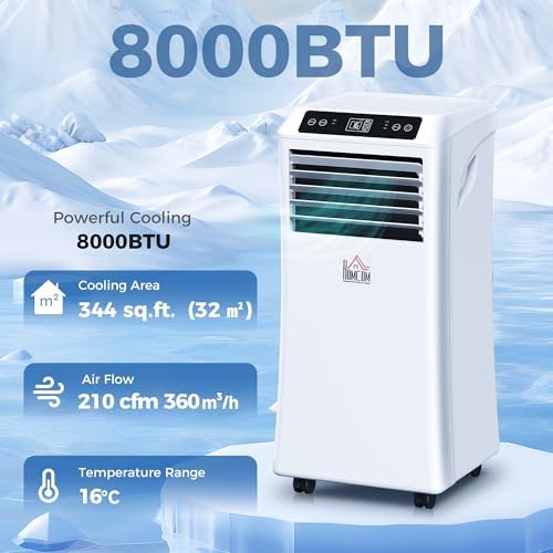 HOMCOM 8000 BTU Portable Air Conditioner with 4 Modes and Remote Control