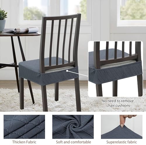 Dining Chair Covers Set of 4 Stretch Jacquard Removable Washable Grey
