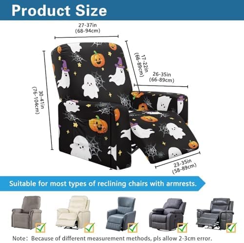Pumpkin Spider Web Print Recliner Slipcover